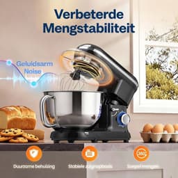 SP® Deegmachine - Kneedmachine - Mixer met Kneedhaak - Zwart - 39cm x 22cm x 48cm — thumbnail 3
