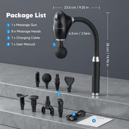 SnelShoppen - Massagepistool Diepteweefsel Ergonomisch Handheld Spiermassageapparaat met 8 Opzetstukken, 5 Snelheden - Draagbaar voor Rug, Armen, Scho — thumbnail 2
