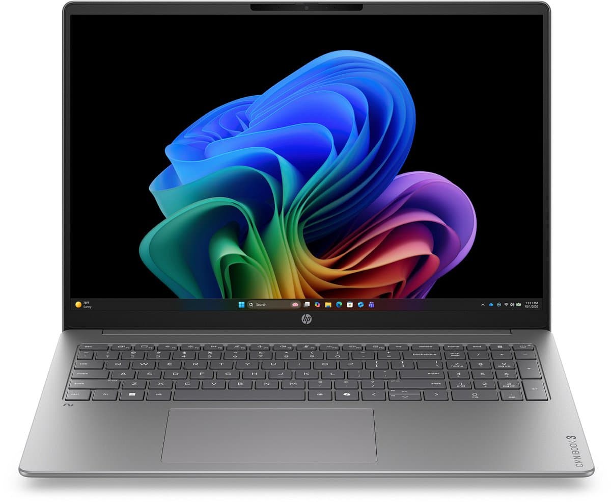 HP OmniBook 3 16-bz0710ndx - Copilot+ Laptop - 16 inch - Snapdragon X - 8GB/512GB - QWERTY - 2K OLED - Studenten laptop — afbeelding 1