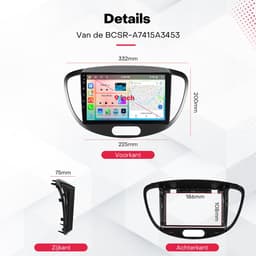 Boscer 2 Din Autoradio - Geschikt voor Hyundai i10 2008-2013 - Draadloos Apple CarPlay & Android Auto - 9 Inch HD Touchscreen - Android 15 - 4+64GB - GPS - WiFi, Bluetooth & USB - Achteruitrijcamera & Microfoon — thumbnail 4