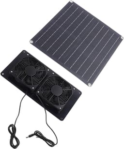 Zonneventilator - Afzuigventilator Ventilator - Luchtcirculatie Optimaliseren - IP67 Waterdicht - 39D x 35W x 5H cm - Zwart — thumbnail 1