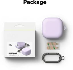Ringke Silicone Hoesje Geschikt voor Samsung Galaxy Buds 4 / 4 Pro - Siliconen Cover - Karabijnhaak - Case Paars — thumbnail 2