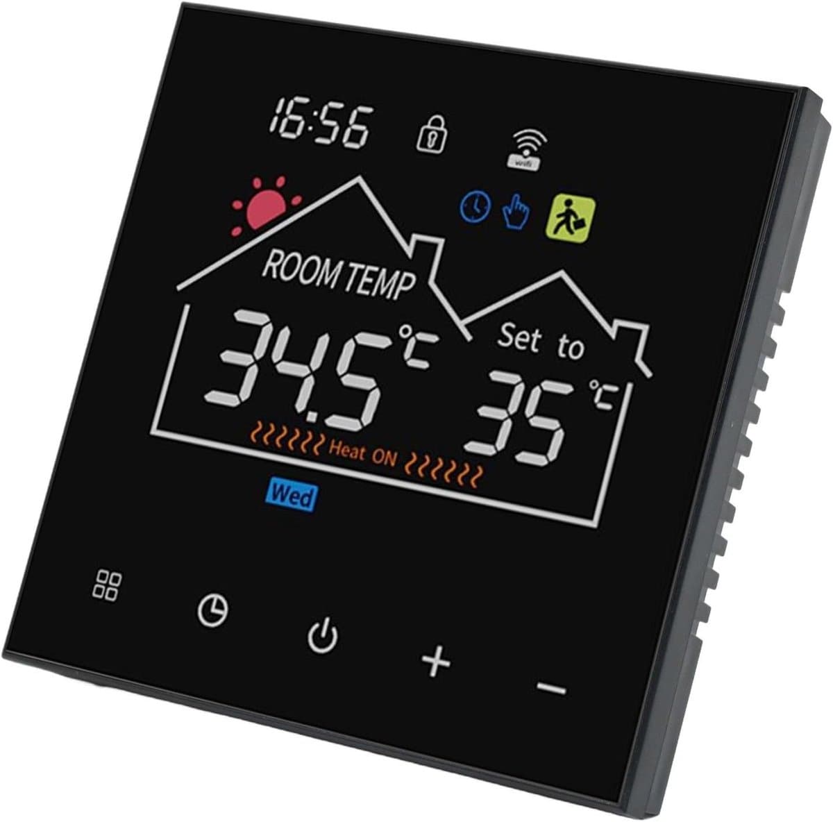 Slimme Thermostaat - Programmeerbare Thermostaat - Energie Besparen - Afstandsbediening Via App - 10 x 10 x 6 cm - Zwart — afbeelding 1