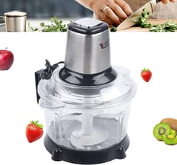 Elektrische Keukenhakselaar - Mini Keukenmachine - Snel Ingrediënten Snijden - Veiligheidsbeveiliging - 5 Liter Capaciteit - Zilver Zwart — thumbnail 2