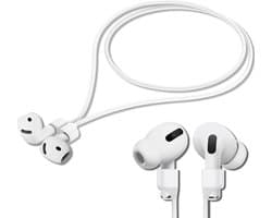 Koordje geschikt voor Apple AirPods - Anti verlies koord - Siliconen koord - Earbuds strap - Oortjes koord - Anti lost strap - Oordopjes koord - Nekkoord oordopjes - Wit - Siliconen - Jonyx