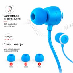 Grixx oordopjes met draad - 3.5mm jack - microfoon - handsfree bellen - blauw — thumbnail 5