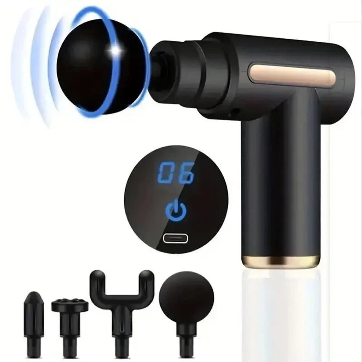 Novyro Living - massage gun - spiermassage pistool - mini - sport en relax - zwart - 6 speed levels - lichtgewicht - herstel — afbeelding 1