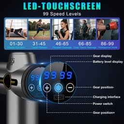 SnelShoppen - Professioneel Spiermassagepistool met 99 Snelheden, 8 Massagekoppen, LCD Scherm en Stille Functie voor Diepe Weefselmassage, Perfect teg — thumbnail 2