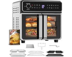 XXL Airfryer - Dubbele Kamer Oven - Veelzijdig Koken - Variabele Flex-Zone - 23 Liters - Gemengde kleuren