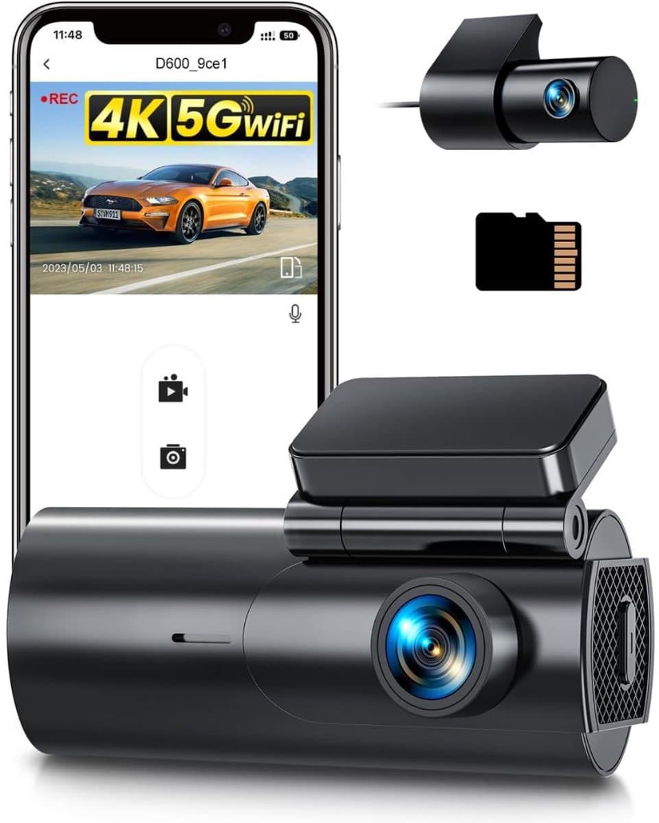 NIVA® Dashcam - 4K - Dashcam voor En Achter - Dashcam voor Auto - Zwart - 4cm x 6cm x 3cm — afbeelding 1