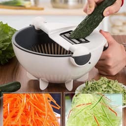 Groentenhakker - Keukenmachine - Maaltijden Bereiden - Ingebouwde Afvoermand - 22.6 cm - Grijs — thumbnail 5