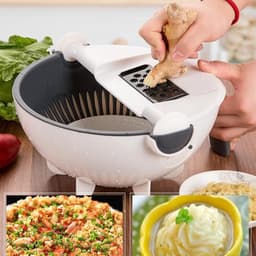 Groentenhakker - Keukenmachine - Maaltijden Bereiden - Ingebouwde Afvoermand - 22.6 cm - Grijs — thumbnail 3