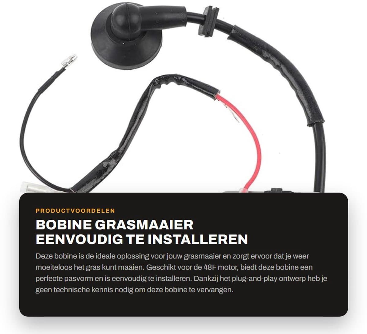 Dailygoods- Bobine Geschikt voor Grasmaaier - Vervangende Bobine - Eenvoudig te Installeren - Staallegering/ABS - Modulelengte 62 mm - Ontstekingsspoel — afbeelding 1