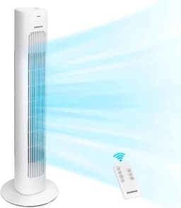 Torenventilator - Ventilator zonder bladen - Verkoeling in huis - Met afstandsbediening - 50 Watt - Wit — thumbnail 1