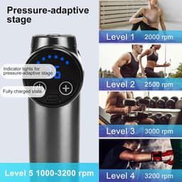 Massagepistool - Spiermassager - Spierherstel - 8 Koppen 99 Snelheden - 13mm Diepte - Grijs — thumbnail 5