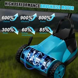 Accu Grasmaaier - Kleine Grasmaaier - Gazon Onderhoud - Borstelmotor - 21 cm Snijbreedte - Blauw — thumbnail 2