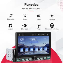 Boscer 1 Din Autoradio met 7 Inch Scherm - Draadloos Apple CarPlay & Android Auto - Bluetooth, Handsfree Bellen & FM Radio (RDS) - Achteruitrijcamera & Microfoon — thumbnail 3