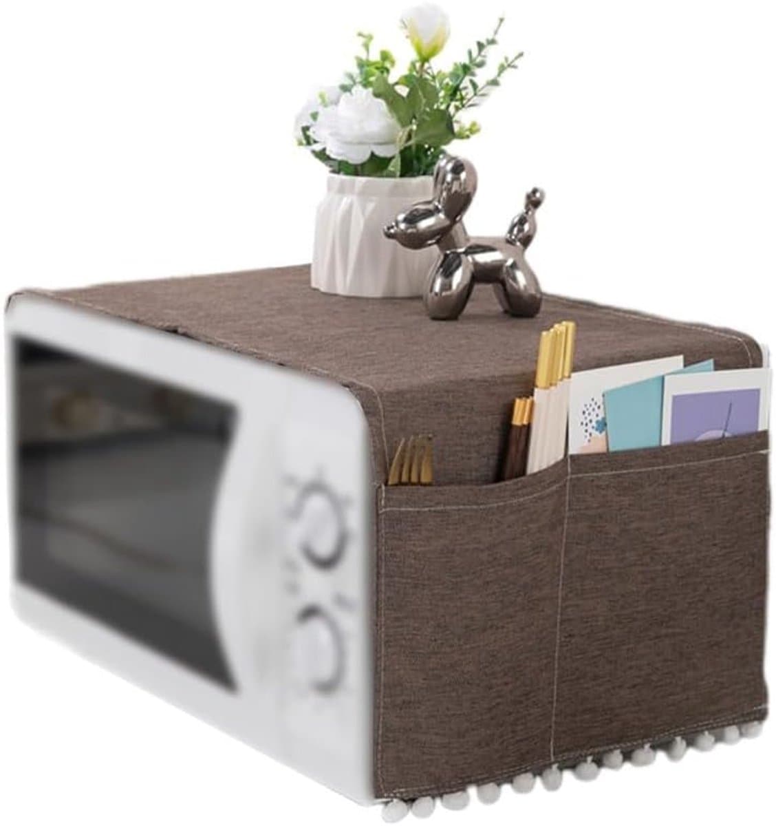 Magnetronhoes - Keukenbeschermer - Keuken netjes houden - Met opbergvakken - 30x90 cm - Bruin — afbeelding 1