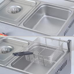 Gasfriteuse RVS - Friteuse met mand - Thuis frituren - Verstelbare vuurkracht - 11L of 22L - Zilver — thumbnail 2