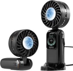 Mini draagbare turboventilator met 100 windsnelheden, ultrastille werking, compacte 4-in-1 opvouwbare zakventilator, kan in de hand, om de nek of op een bureau worden gebruikt, oplaadbaar via USB, ideaal voor de zomer, reizen en buitenactiviteiten. — thumbnail 1
