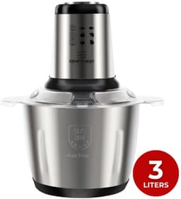 Foodprocessor – Elektrische Hakmolen – 1000W – 3 Liter RVS Kom – Voor Groente en Vlees – Zilver — thumbnail 1
