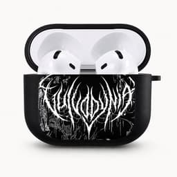 Enluxe Case geschikt voor Airpods 4 - Black Metal Gothic Print - Zwart Hardcase met Karabijnhaak, Schokbestendig Hoesje — thumbnail 1