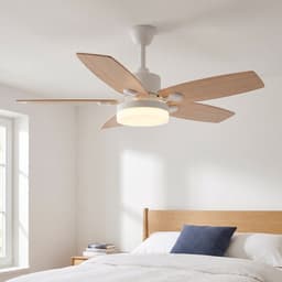 Plafondventilator met lamp - Diameter 106.6 cm - 6 Snelheden - LED Dimmbaar 3 kleuren - 5 Bladen - Modern - Licht Eiken — thumbnail 1