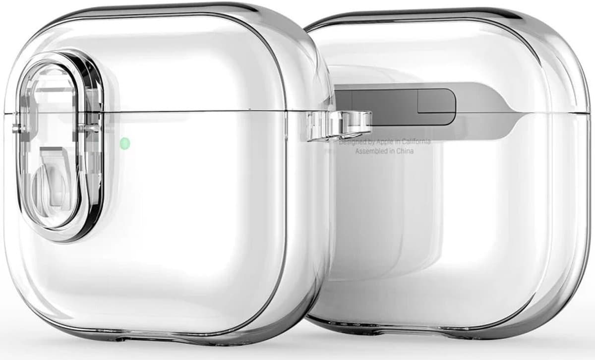 Dux Ducis PECL Hoesje Geschikt voor AirPods 4 met Aluminum Haak Transparant — afbeelding 1