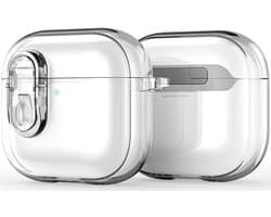 Dux Ducis PECL Hoesje Geschikt voor AirPods 4 met Aluminum Haak Transparant