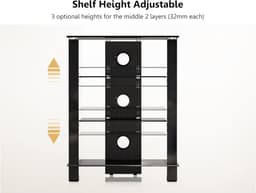 FITUEYES Hifi-meubel - Hifi Rack - 4-laags gehard glas - Hoogte verstelbaar - Kabelbeheer — thumbnail 3