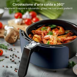 Luchtfriteuse - Airfryer Frituurpan - Gezond Koken - 360° Heteluchtcirculatie - 5 liter - Blauw — thumbnail 2