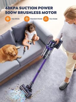 Steelstofzuiger - Vacuum Cleaner - Draadloze Stofzuiger- Kruimeldief Snoerloos - 500W - 48KPa - Handstofzuiger - 1.5L Stofreservoir - Automatische Zuigkracht Aanpassing - Ideaal voor Huisdierharen, Tapijt en Harde Vloeren — thumbnail 1