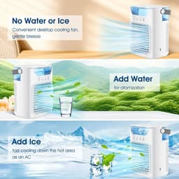 Velmio Koelventilator – Koude Luchtblazer - Ventilator - 700 ml Watertank - Draagbare Ventilator - Aircooler Met 3 Standen - Sfeerlicht — thumbnail 5