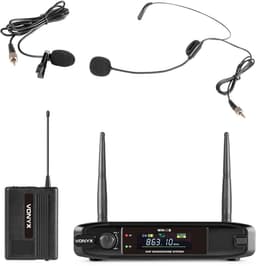 Draadloze microfoonheadset - Vonyx VM42B - UHF-microfoonset met dasspeld en headset - Zang en spraak — thumbnail 1