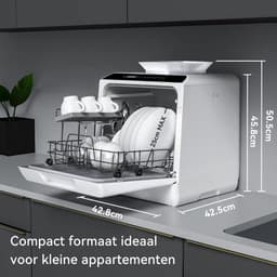 NIVA® Mini Vaatwasser - Afwasmachine - Vrijstaande Vaatwasser - Grijs - 43cm x 43cm x 46cm — thumbnail 2