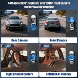 4-kanaals Dashcam - Auto Camera Set - Verkeersveiligheid - 360 Graden Zicht - 3 inch Display - Zwart — thumbnail 2