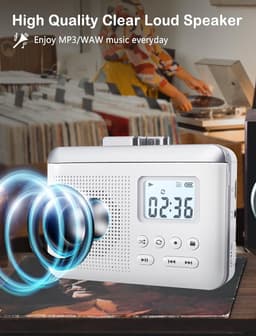 Cassettespeler Recorder - Tape naar MP3 - Muziek Digitaliseren - Ingebouwde Microfoon - 1000mAh Batterij - Zwart — thumbnail 5