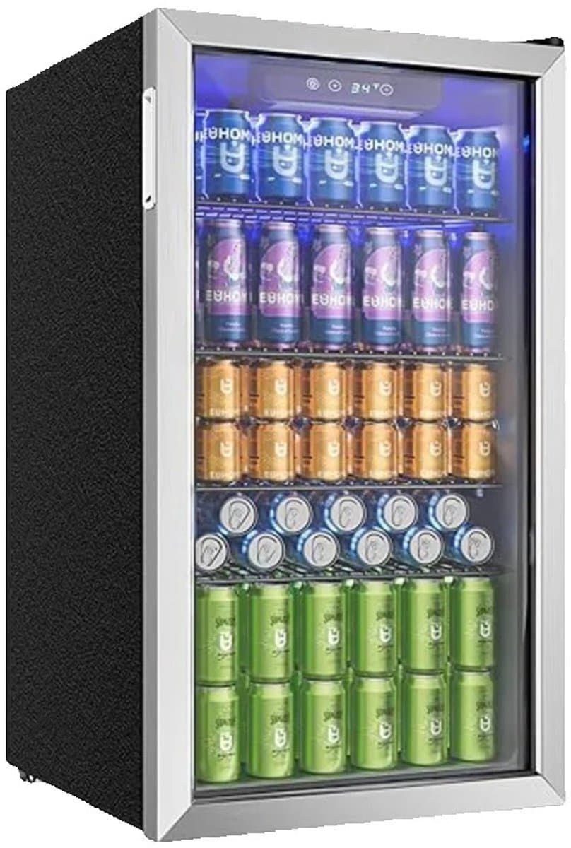 Brandistry - Drankenkoelkast - Drankkoelkast - Koelkast - Glazen Deur - Verstelbare Planken - 90 Liter - LED Verlichting - Grijs — afbeelding 1
