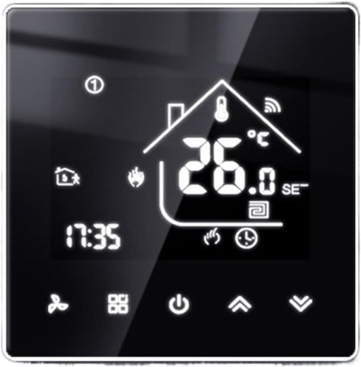 Slimme Thermostaat - Temperatuurregelaar Boiler - Verwarming Regelen - WiFi Afstandsbediening - 86 x 86 mm - Wit — afbeelding 1