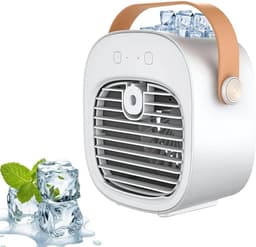 Luchtkoeler - Draagbare airconditioner - Stille mobiele airco met 180mL watertank - Zonder Afvoerslang - Oplaadbare mini airco - Voor kantoor buiten en in de auto - Wit — thumbnail 1