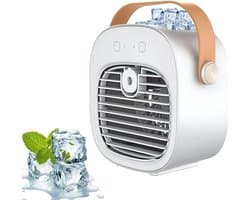 Luchtkoeler - Draagbare airconditioner - Stille mobiele airco met 180mL watertank - Zonder Afvoerslang - Oplaadbare mini airco - Voor kantoor buiten en in de auto - Wit