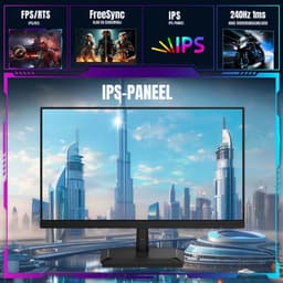 QIN® Gaming Monitor 240hz - Gaming Monitor - Zwart - ‎‎19cm x 55cm x 42cm — thumbnail 3