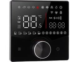 Slimme Thermostaatknop - Verwarming Bediening - Comfort Regelen - LCD Kleurendisplay - 88x12.4 mm - Zwart