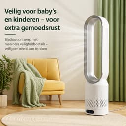 HomeGoodies Bladloze Ventilator met Afstandsbediening – Stil – 8 standen - 90° Oscillatie & Timer – Slaapkamer & Woonkame - Goud — thumbnail 2