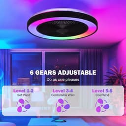 Plafondventilator met Verlichting – Dimbaar RGB LED – Stille DC Motor – Afstandsbediening – 50 cm — thumbnail 2