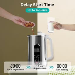 Plantenmelkmaker 1,2 Liter - 8-in-1 Sojamelkmachine met Zelfreiniging - 800W - 24 Uur Timer en Warmhoudfunctie - Voor Notenmelk en Sojamelk — thumbnail 4