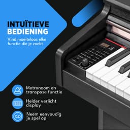 Finesse Digitale Piano - 88 Gewogen Toetsen - met Frame, Pedalen & Kruk - Keyboard Piano - Elektrische Piano - Volwassene & Kind — thumbnail 5