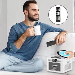 All-in-1 Speler - 7-in-1 CD Speler - Cassettespeler - Bluetooth Luidspreker - FM Radio - USB & SD & AUX - 5000mAh - Opnemen - LED Display & Afstandsbediening - Retro CD Speler - Voor Slaapkamer Woonkamer en Kantoor - Cadeau — thumbnail 3