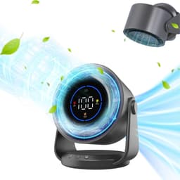 Bureau Ventilator - Draagbare bureauventilator - TENZHVXI® - 100 snelheden, ultrastil, koele luchtstroom - Oplaadbaar met digitaal display - 105° kantelbaar - Wandmontage mogelijk - USB Type-C - 4000 mAh accu - Voor thuis, kamperen - Zwart — thumbnail 1