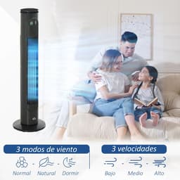 Zerova Torenventilator met Afstandsbediening - Ventilator Staand - Fan - Luchtverfrisser - 3 Snelheden - 45 W - Donkergrijs — thumbnail 4